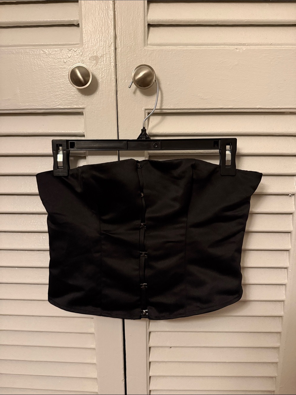 Reformation Black Satin Corset Top
